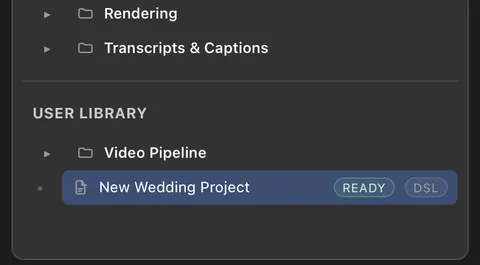 Automation Agent Library: under User Library, the new tool New Wedding Project marked Ready.
